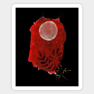 Abstract Watercolour: Red Moon Magnet